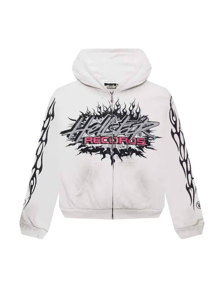 Худи Hellstar Records Glitter Zip Up Hoodie White — изображение 1 из 2, белый