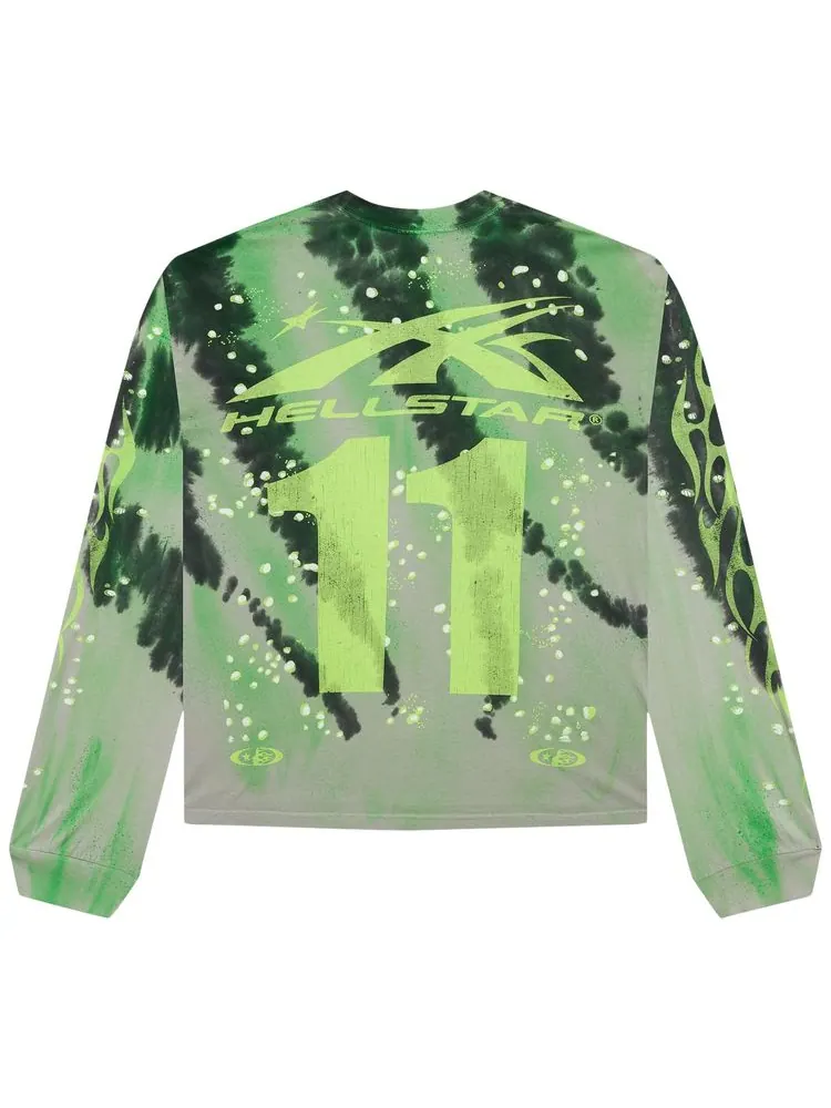 Лонгслив Hellstar Tye-Dye Moto Long-Sleeve 'Green' — изображение 2 из 2, зеленый