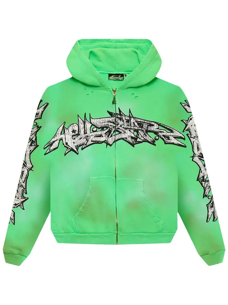 Худи Hellstar Graffiti Zip-Up Hoodie 'Green' — изображение 1 из 2, зеленый