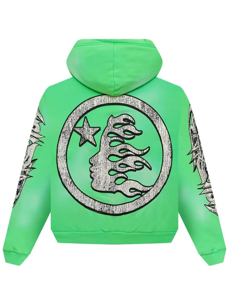 Худи Hellstar Graffiti Zip-Up Hoodie 'Green' — изображение 2 из 2, зеленый