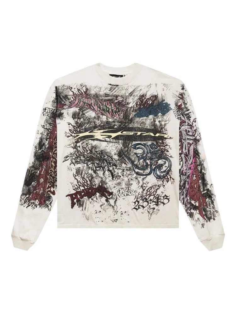 Лонгслив Hellstar Graffiti Long-Sleeve — изображение 1 из 2, белый