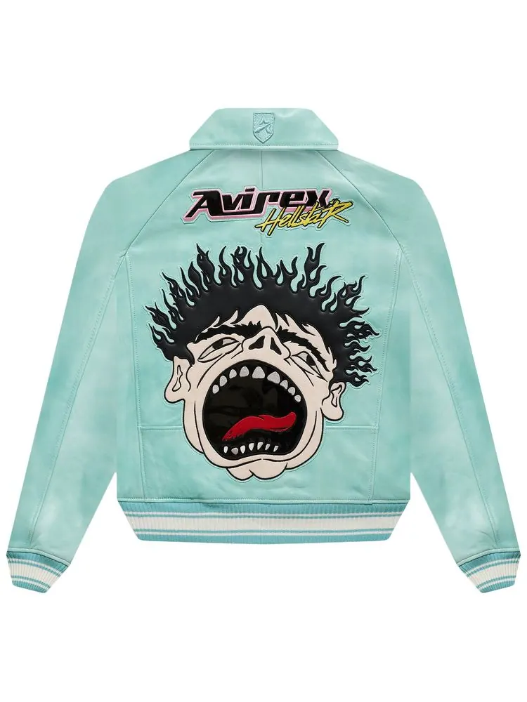 Куртка Hellstar Icon Leather Jacket 'Aqua Blue' — изображение 2 из 3, голубой синий