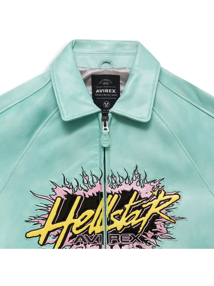 Куртка Hellstar Icon Leather Jacket 'Aqua Blue' — изображение 3 из 3, голубой синий