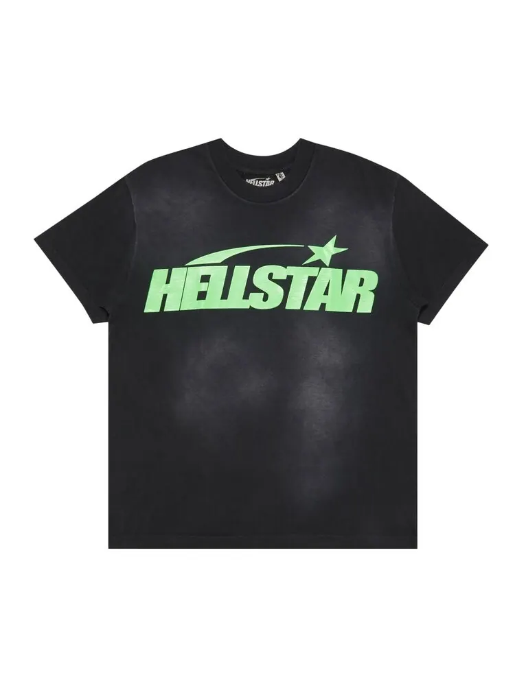 Футболка Hellstar Classic T-Shirt (Gel Print) — изображение 1 из 3, черный/зеленый