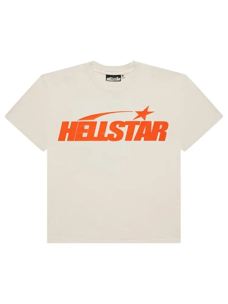 Футболка Hellstar Classic T-Shirt (Gel Print) — изображение 1 из 2, белый/оранжевый