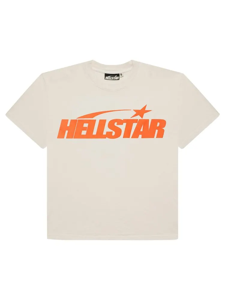 Футболка Hellstar Classic T-Shirt (Regular Print) 'White/Orange' — изображение 1 из 2, белый/оранжевый