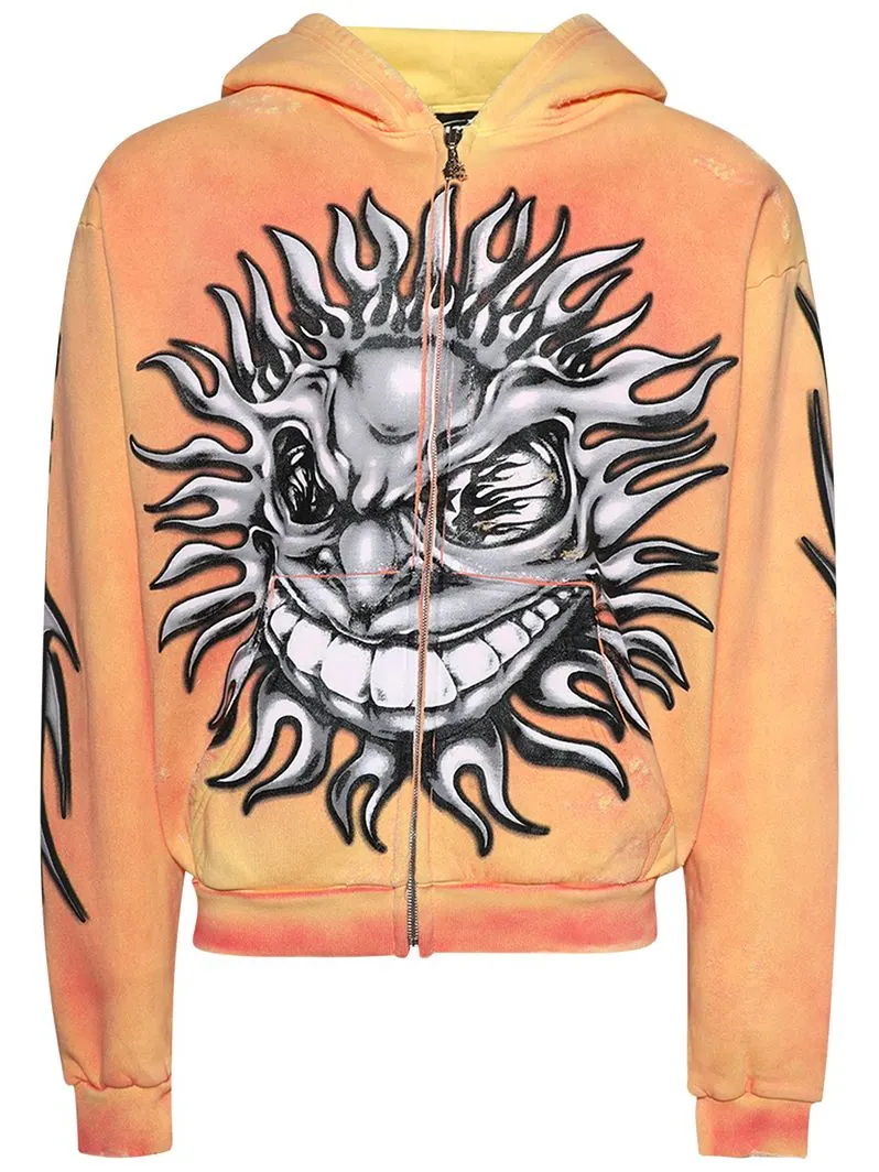 Худи Hellstar Sun Zip-Up Hoodie 'Orange' — изображение 1 из 2, оранжевый