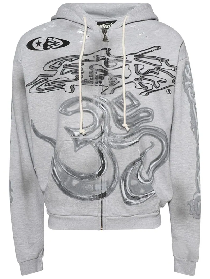 Худи Hellstar Yoga Zip-Up Hoodie 'Grey' — изображение 1 из 2, серый