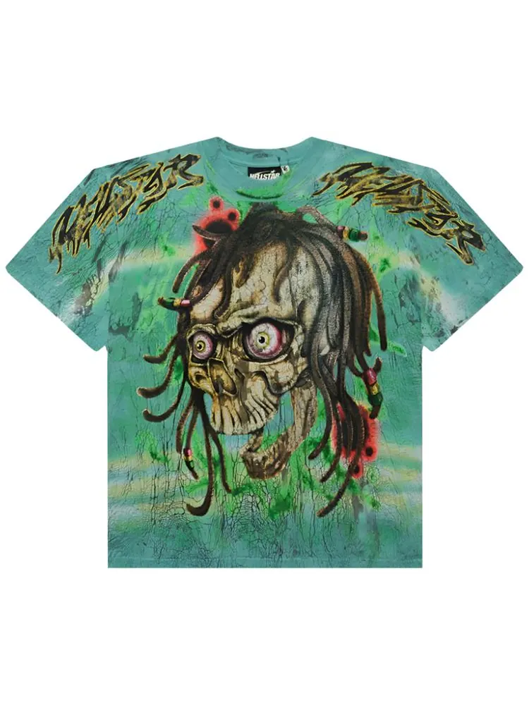 Футболка Hellstar Rasta Skull Tye-Dye T-Shirt 'Green' — изображение 1 из 2, зеленый