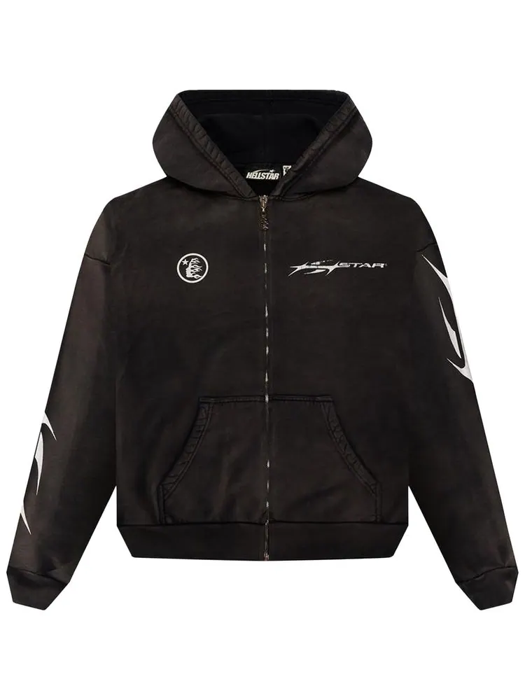 Худи Hellstar Logo Zip-Up Hoodie 'Black' — изображение 1 из 2, черный