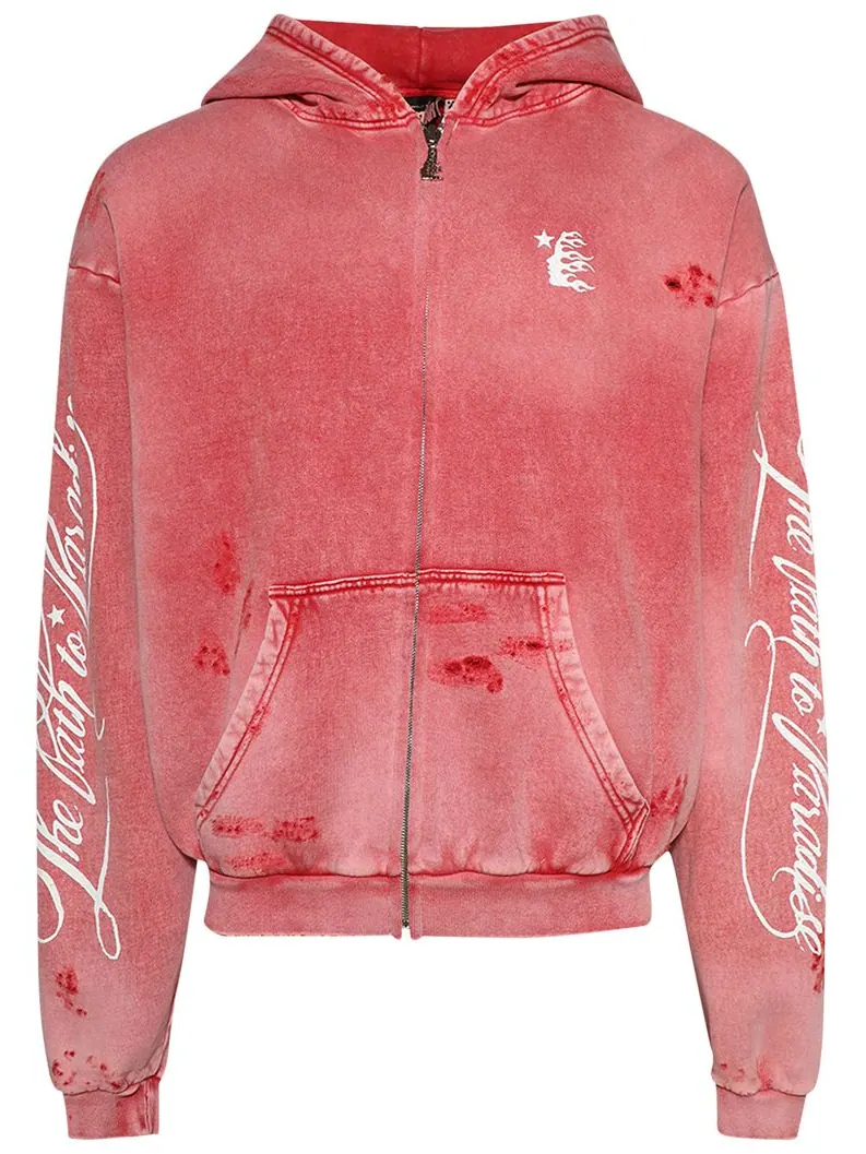 Худи Hellstar Path To Paradise Zip-Up Hoodie 'Red' — изображение 1 из 2, красный