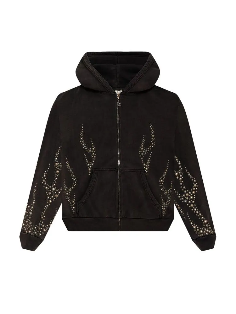 Худи Hellstar Studded Flame Zip-Up Hoodie — изображение 1 из 2, черный