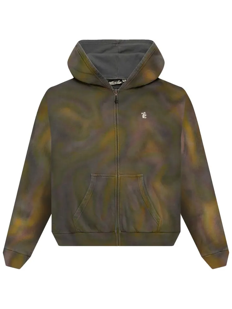 Худи Hellstar Classic Logo Airbrush Zip-Up Hoodie 'Green' — изображение 1 из 2, зеленый