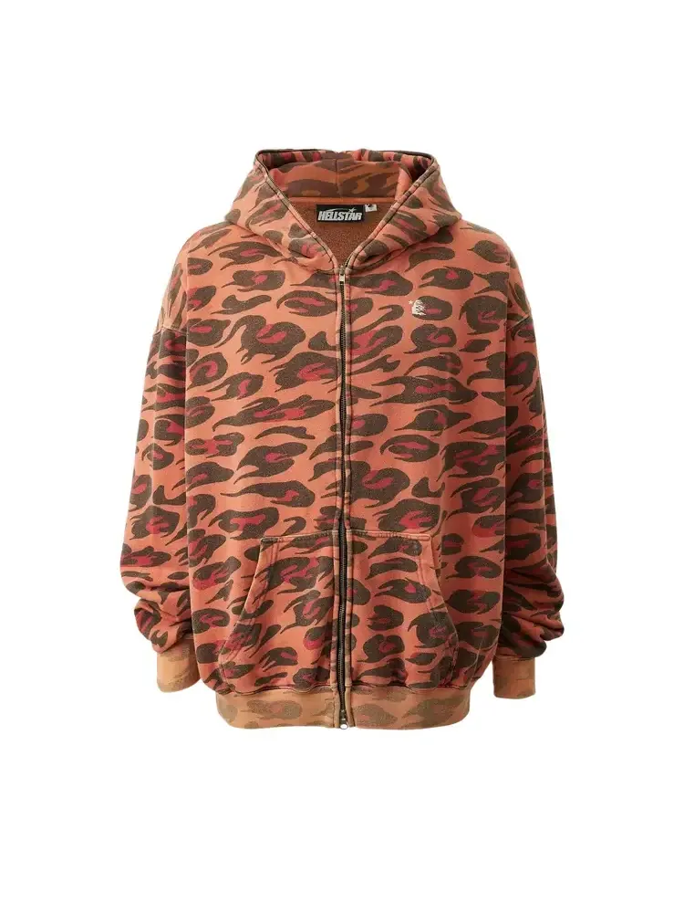Куртка на молнии Hellstar Sunfaded Cheetah 'Red' — изображение 1 из 2, красный