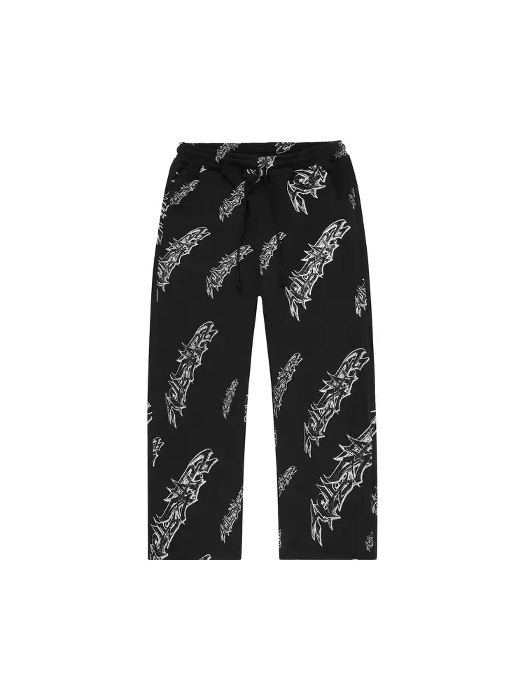 Hellstar Roll Print Graffiti Baggy Sweatpants 'Black' — изображение 1 из 1, черный