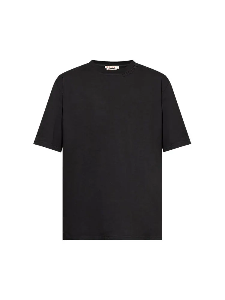 Футболка Marni Neck Logo T-Shirt 'Black' — изображение 1 из 1, черный
