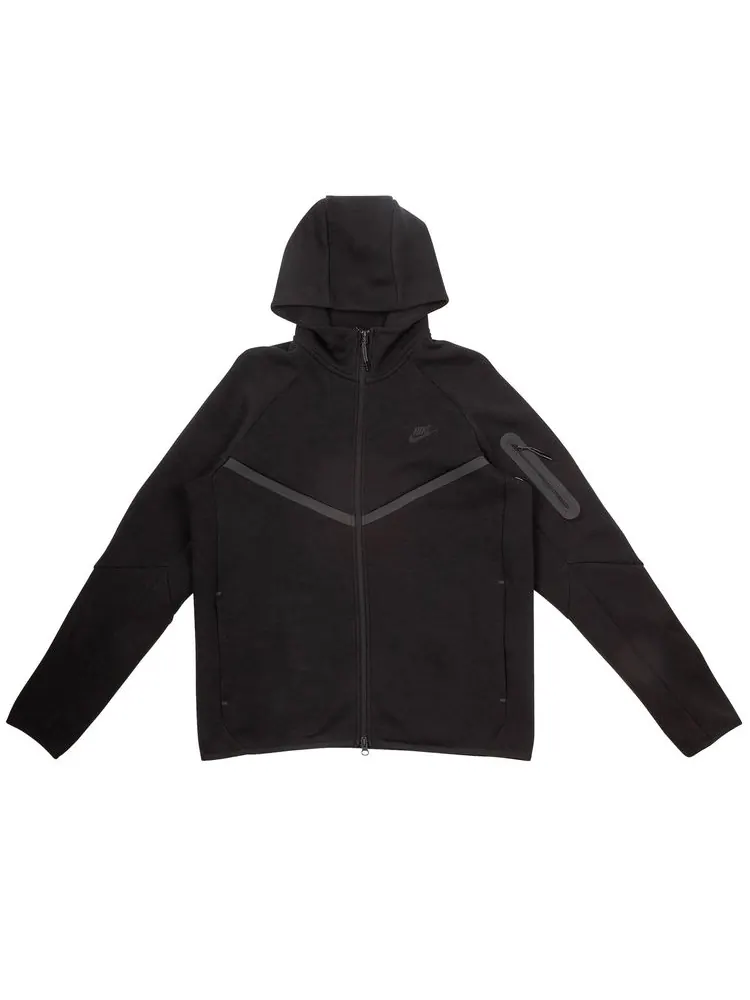 Худи Nike Tech Full Zip Windrunner Hoodie 'Black/Black' — изображение 1 из 1, черный/черный