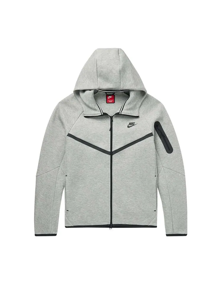 Худи Nike Tech Full Zip Windrunner Hoodie 'Dark Grey Heather/Black' — изображение 1 из 1, темный серый/черный