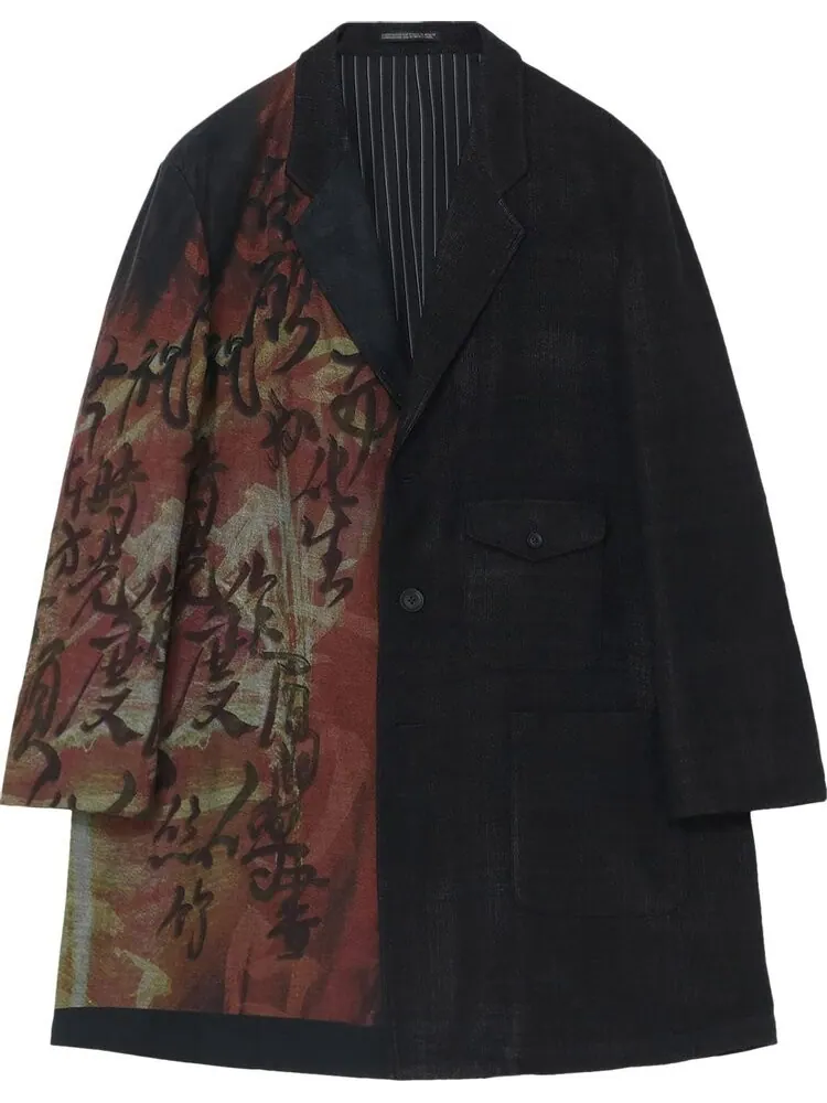 Куртка Yohji Yamamoto Seperate Fabric Denim Print Jacket 'Black' — черный