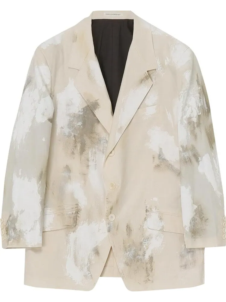 Куртка Yohji Yamamoto Classic Twill Printed Jacket 'Ivory' — бежевый