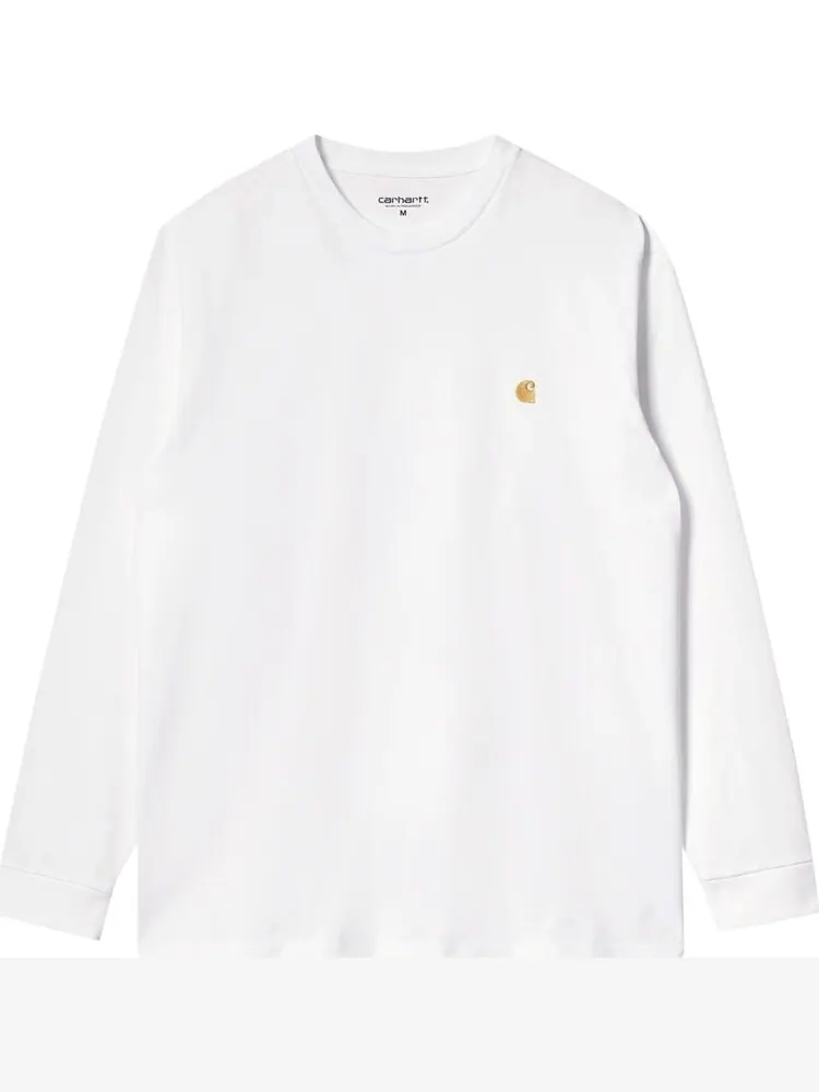 Футболка Carhartt WIP Long-Sleeve Chase T-Shirt 'White/Gold'