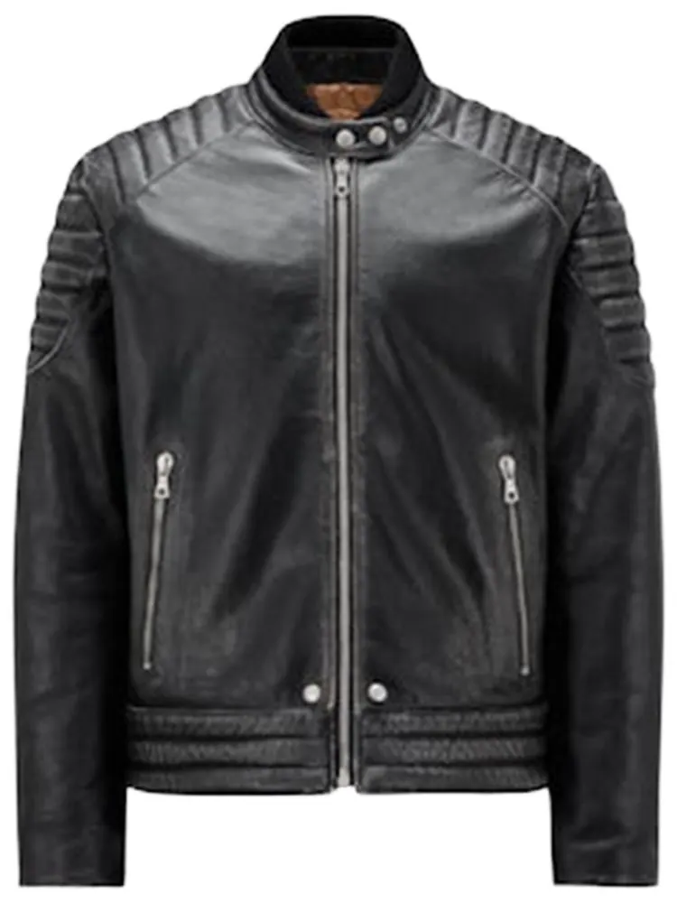 Пуховая кожаная куртка Moncler x Palm Angels Vicsek — изображение 1 из 1, черный