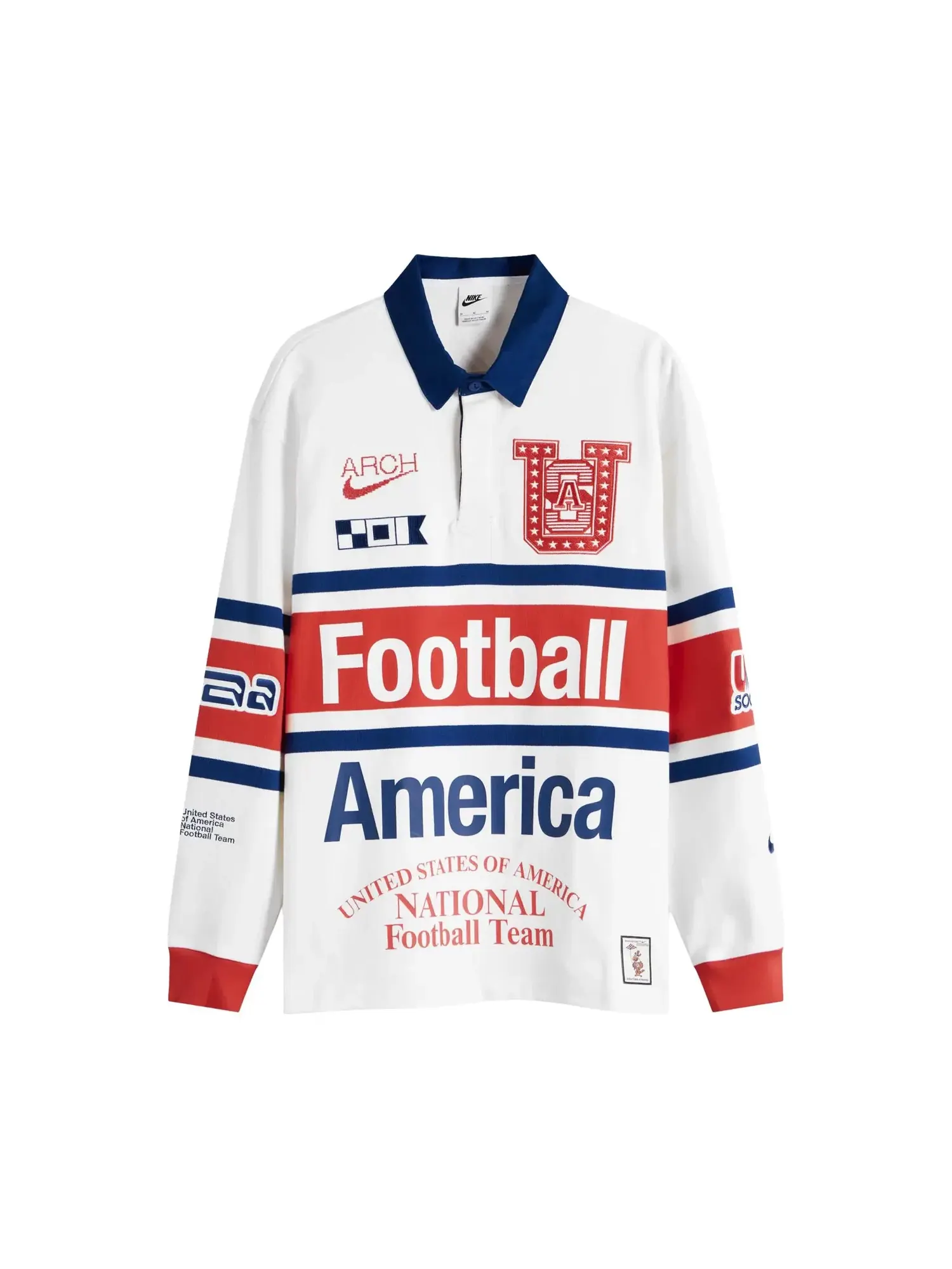 Футболка для регби с длинными рукавами Nike USA x VAA — изображение 1 из 1, белый/красный