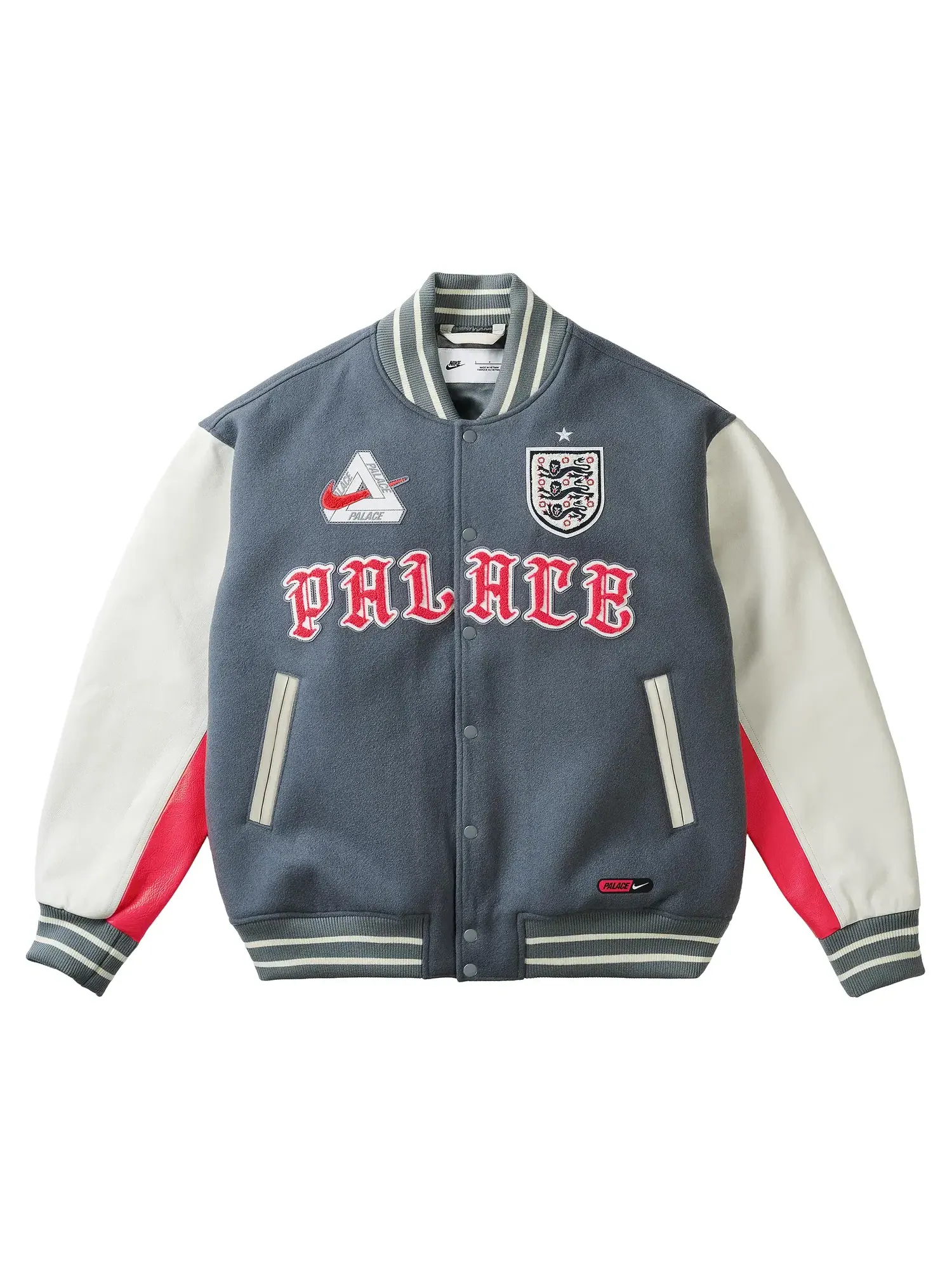 Куртка Palace x Nike England Varsity Jacket в расцветке — изображение 1 из 3, серый/белый/яркий