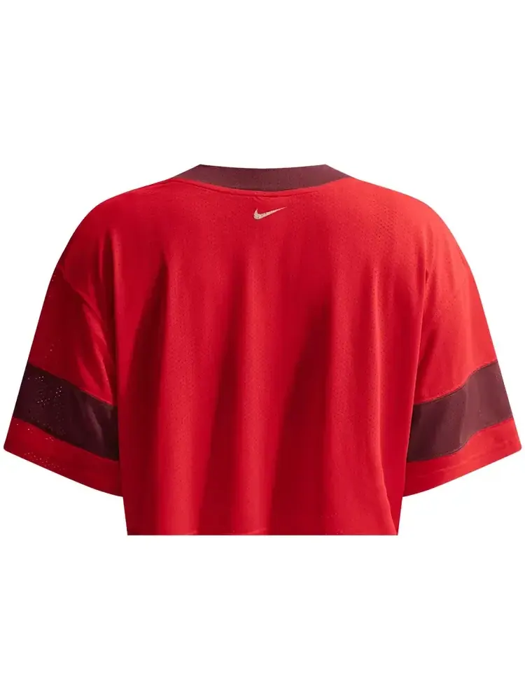 Укороченная футболка Nike Oversized 'University Red/Team Red/Chalk' — изображение 2 из 2, красный