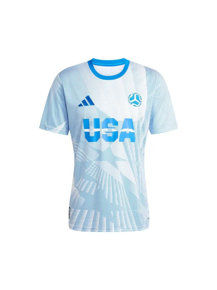Футболка Adidas USA "Белая/Светящаяся синяя" — изображение 1 из 2, белый