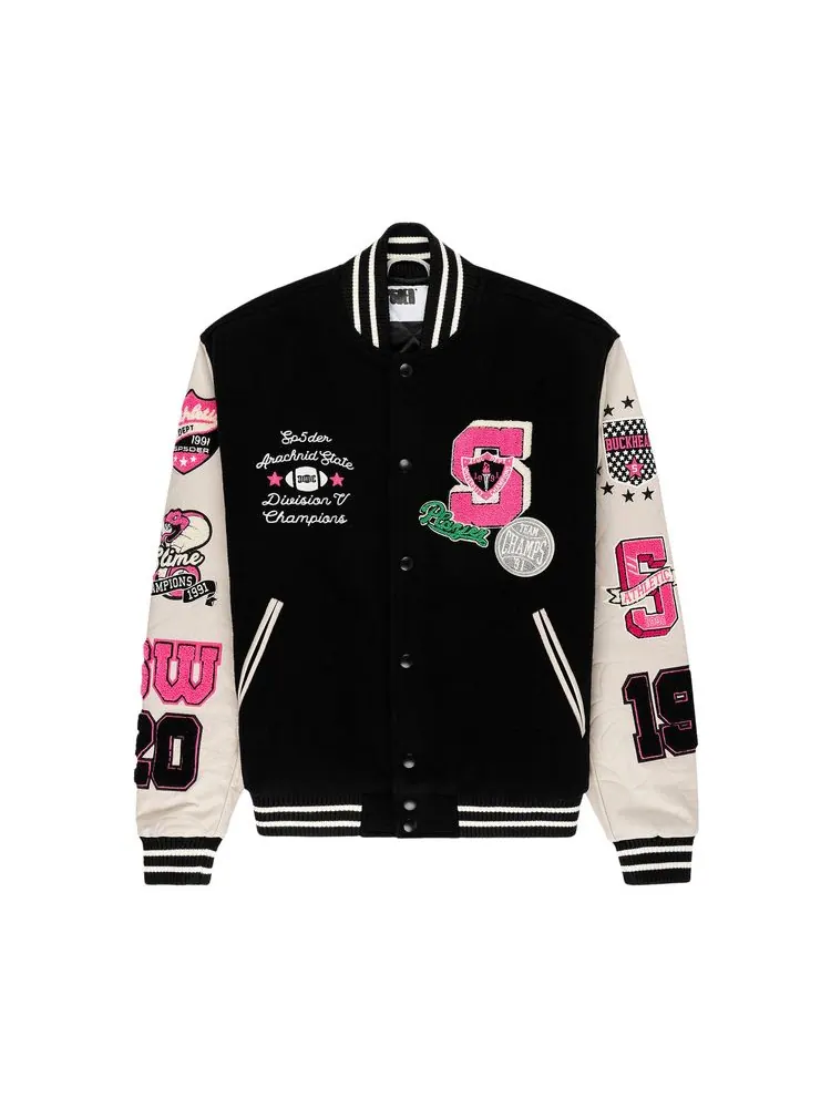 Куртка Sp5der Division 5 Varsity Jacket 'Black' — изображение 1 из 2, черный