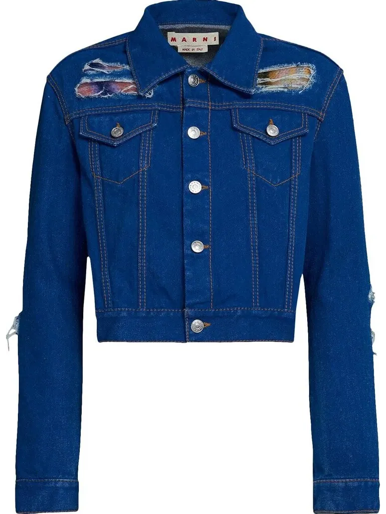 Куртка Marni Cropped Mohair Denim Jacket 'Illusion Blue' — изображение 1 из 1, синий