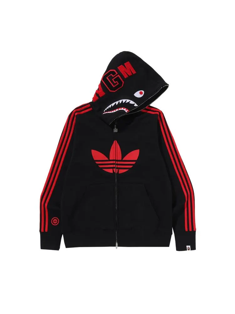 Худи BAPE x Adidas Original Shark Full Zip Hoodie — изображение 1 из 2, черный