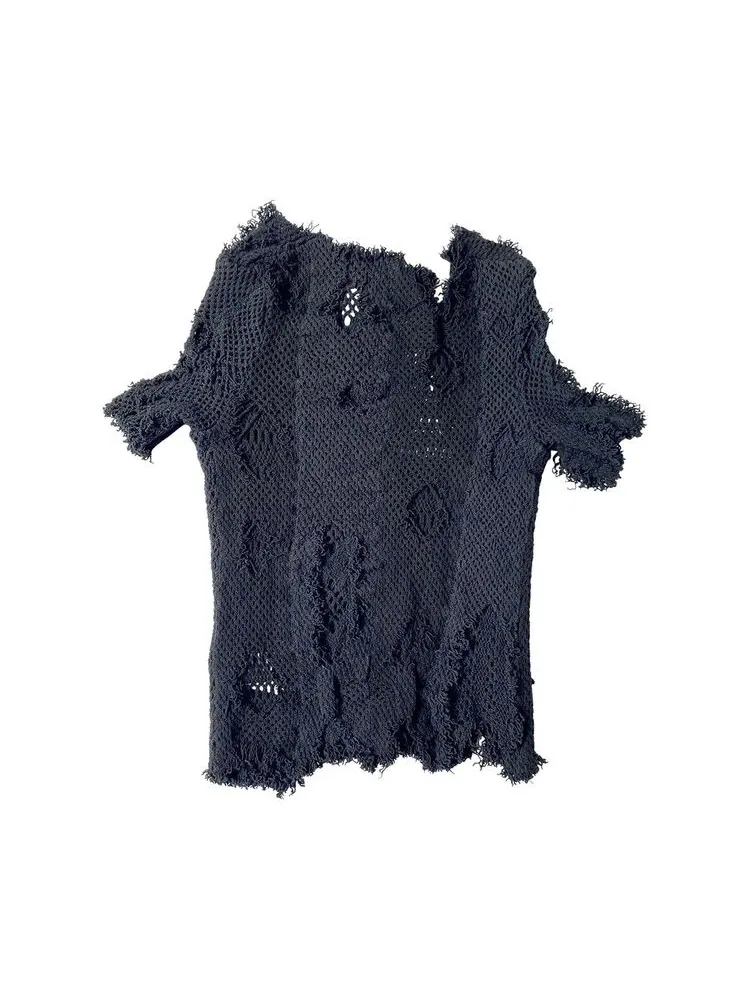 Топ Comme des Garçons Vintage Comme des Garçons Distressed Mesh Top Black — изображение 2 из 2, черный