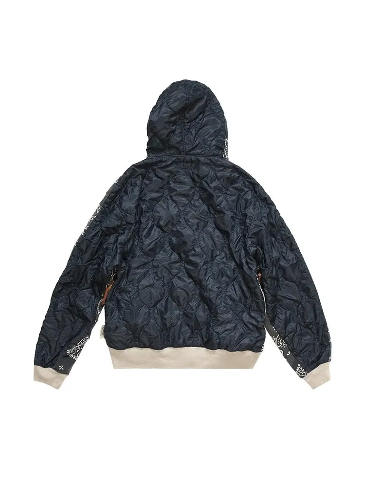 Худи Kapital Half-Quilted Bandana Zip-Up 'Black' — изображение 2 из 3, черный