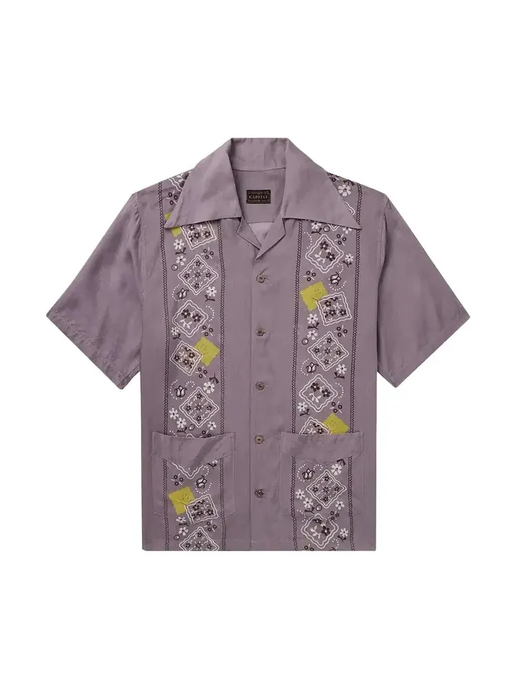 Рубашка Kapital Silk Rayon Peckish Rainbowy Wrangle Collar Cuba Shirt