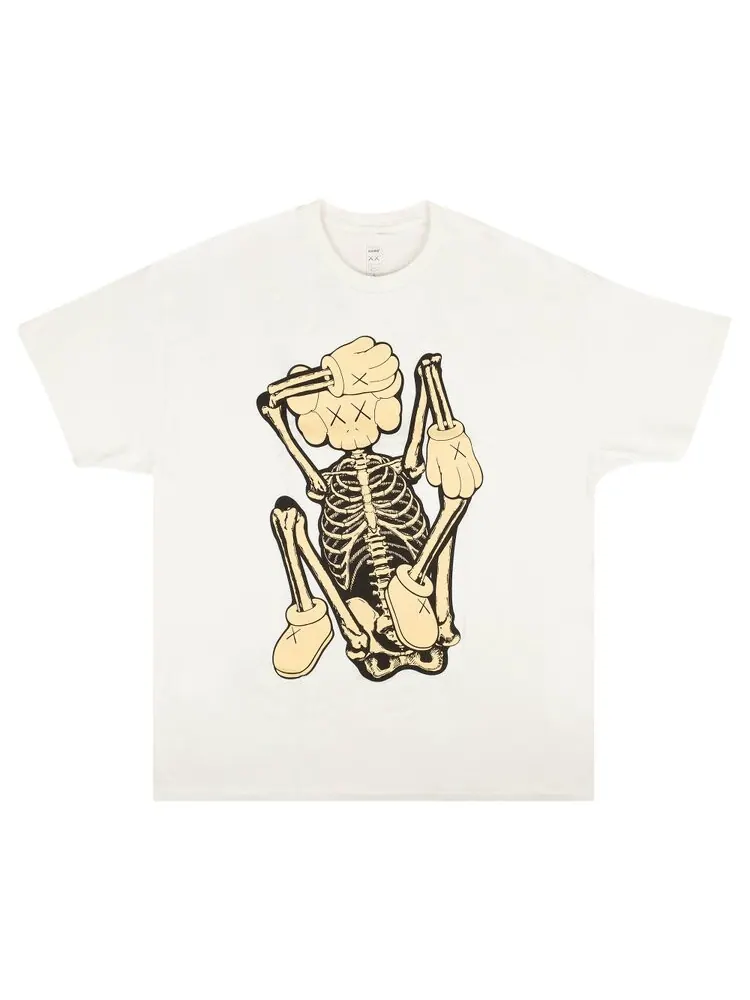 Футболка KAWS Skeleton New Fiction Bone T-Shirt 'White' — белый