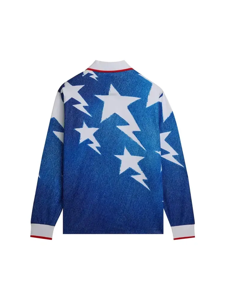 Футболка Adidas x BAPE LSL Star Jersey 'Medium Blue Denim' — изображение 2 из 2, синий