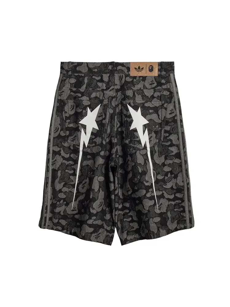 Джинсовые шорты Adidas x BAPE Shark Denim Jorts 'Black' — изображение 2 из 2, черный