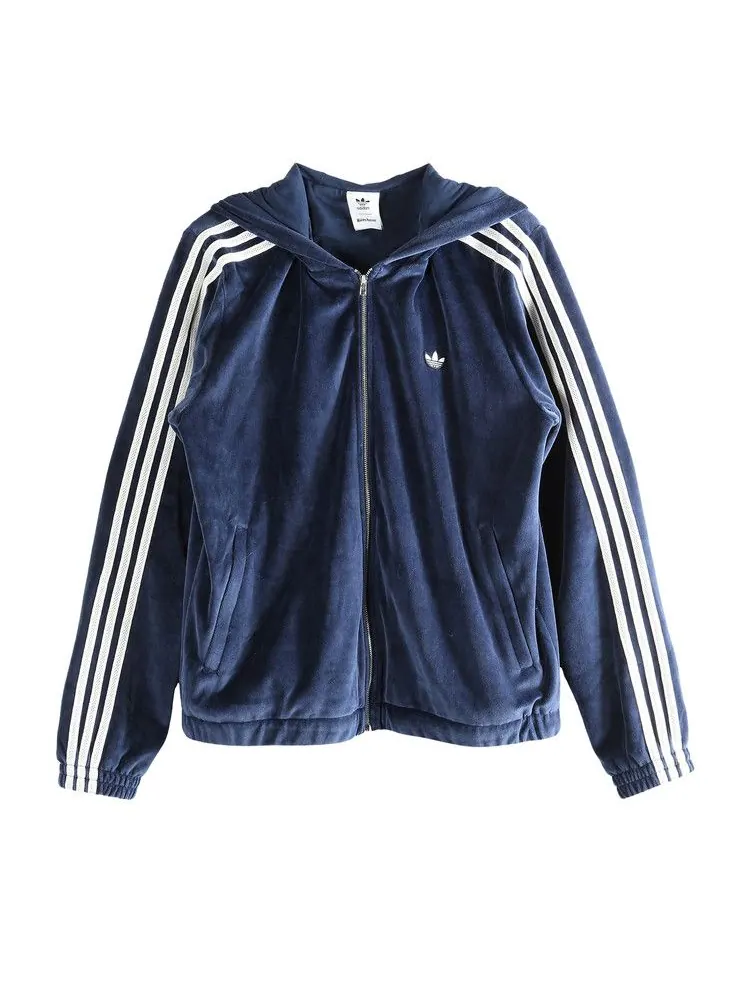 Куртка Adidas x Wales Bonner Velour Trainer Hoodie 'Collegiate Navy' — изображение 1 из 1, синий