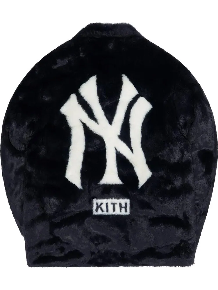 Куртка Kith For Major League Baseball New York Yankees Faux Fur Coaches Jacket 'Navy' — изображение 2 из 3, синий
