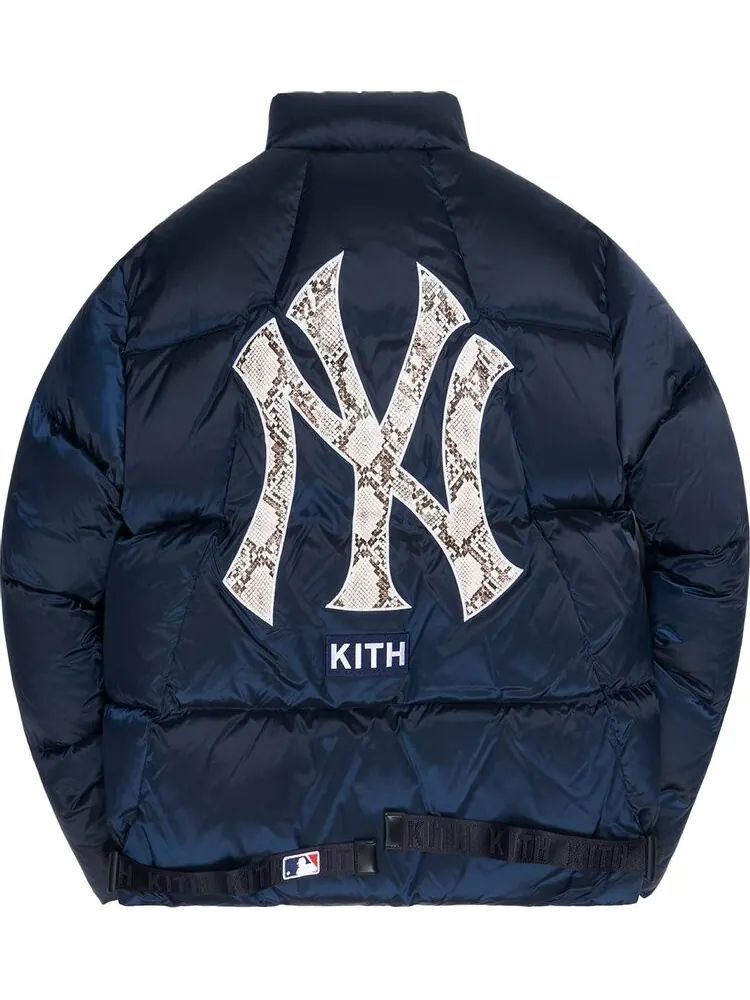 Пуховик Kith For Major League Baseball New York Yankees Midi Puffer Jacket 'Navy' — изображение 2 из 3, синий