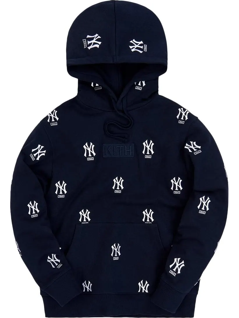 Худи Kith For Major League Baseball New York Yankees Monogram Hoodie 'Navy' — изображение 1 из 1, синий