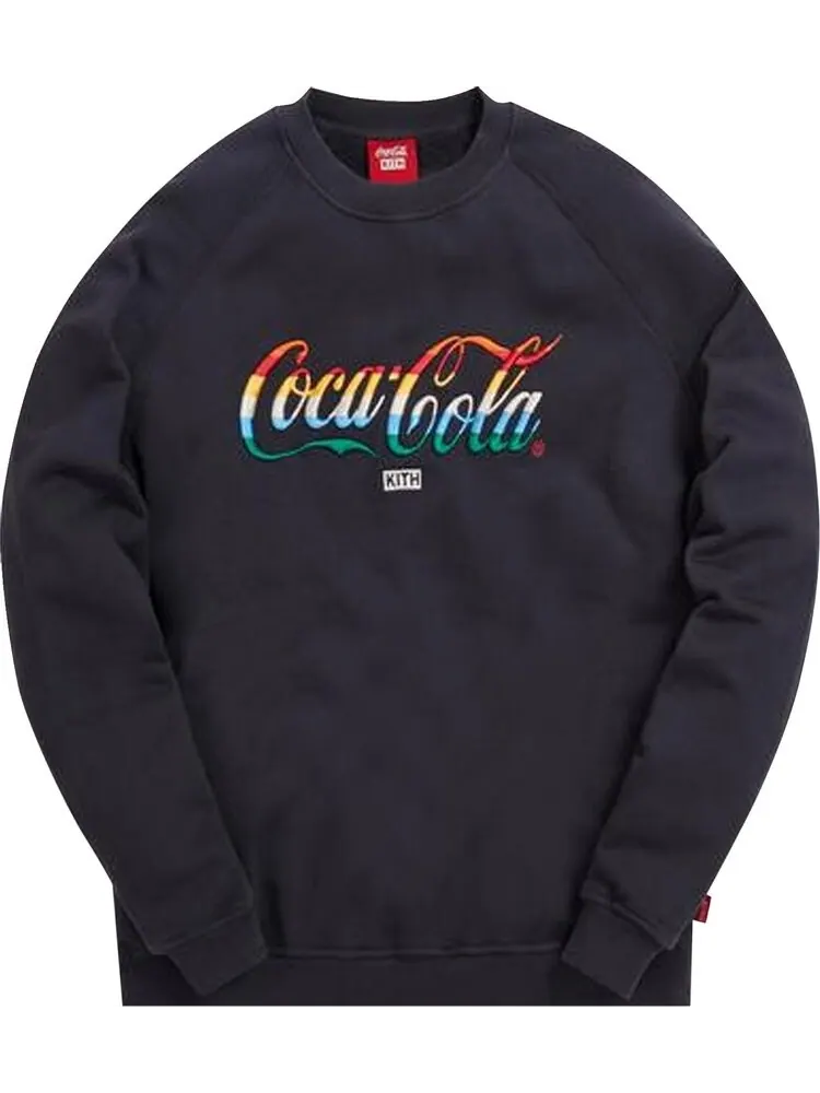 Толстовка Kith x Coca-Cola Striped Crewneck 'Black' — изображение 1 из 1, черный