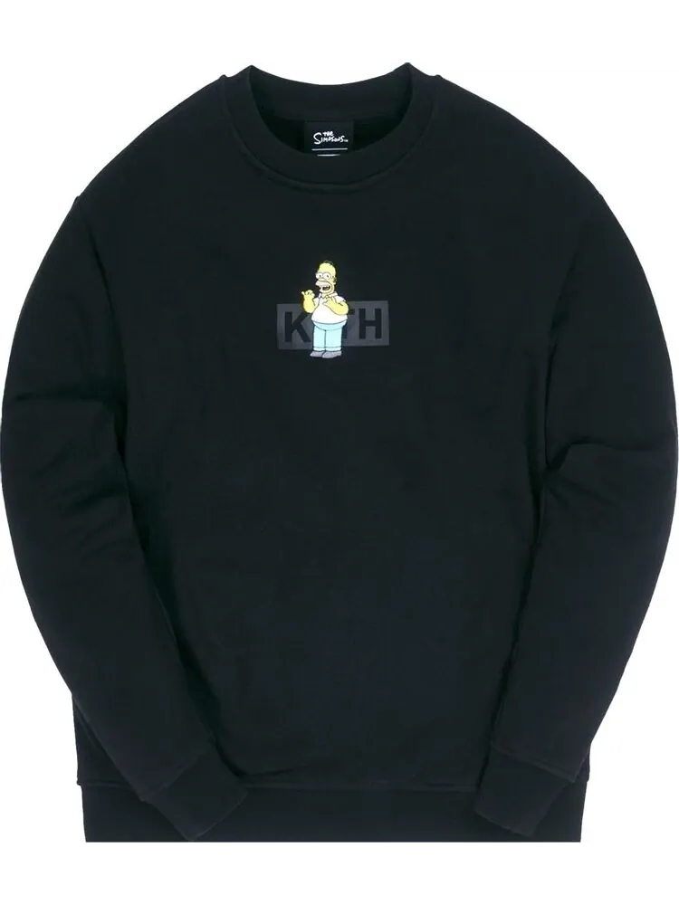 Толстовка Kith For The Simpsons Homer Box Logo Crewneck 'Black' — изображение 1 из 1, черный