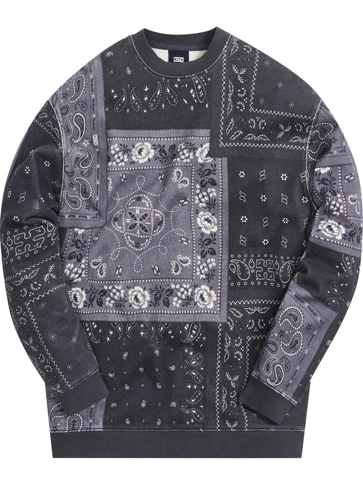 Толстовка Kith Deconstructed Bandana Crewneck 'Black' — изображение 1 из 1, черный