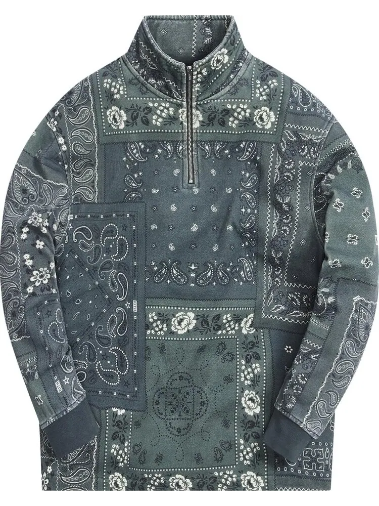 Толстовка Kith Deconstructed Bandana Quarter Zip 'Stadium' — изображение 1 из 1, зеленый