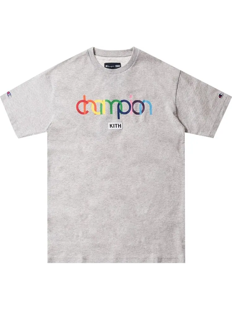 Футболка Kith x Champion Double Logo Tee 'Heather Grey' — изображение 1 из 1, серый