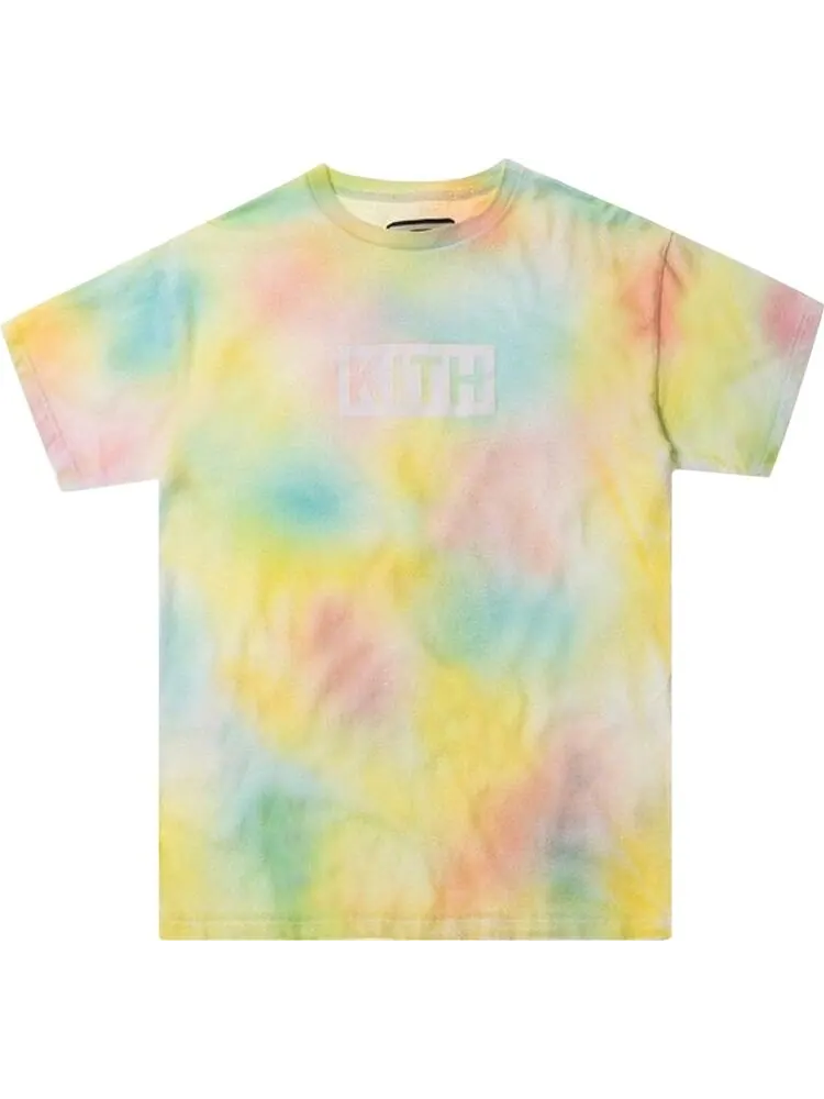 Футболка Kith Tie Dye Box Logo Tee 'Yellow' — изображение 1 из 1, желтый