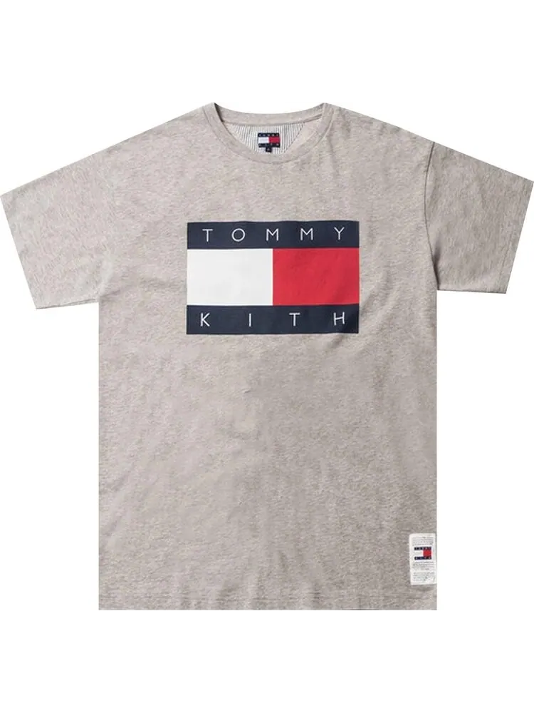 Футболка Kith x Tommy Hilfiger Logo T-Shirt 'Grey' — изображение 1 из 1, серый